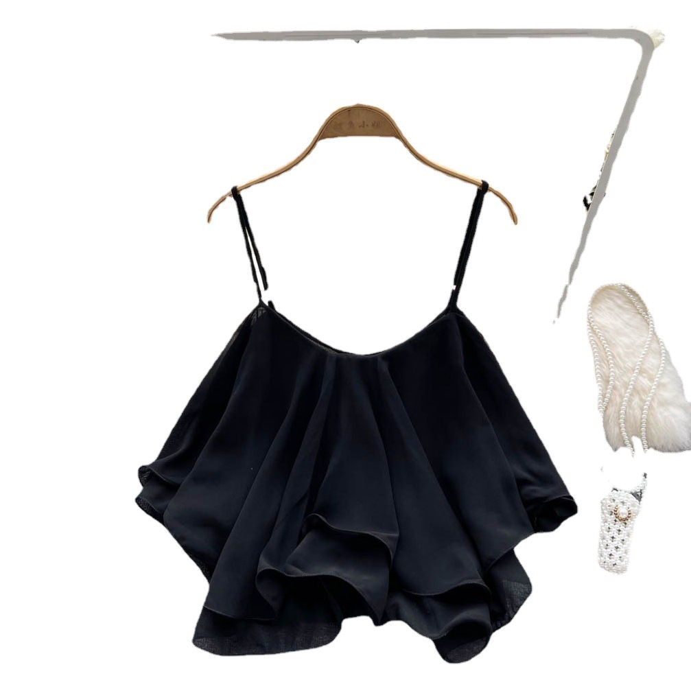 Cross-border 2022 Summer blouse All-match Loose Ruffled Shoulder Double-layer Sleeveless Chiffon Camisole Women's Vest