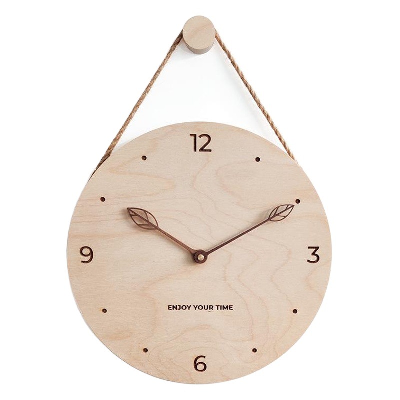Wooden Hanging Rope Wall Clock Nordic Japanese Style Simple Creative Clock Home Living Room Clock Decoration WallClock