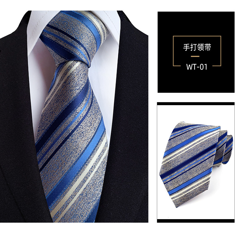 Picture of 8cm hand tie polyester yarn-dyed men's formal wear striped professional business suit accessories manufacturers in stock wholesale