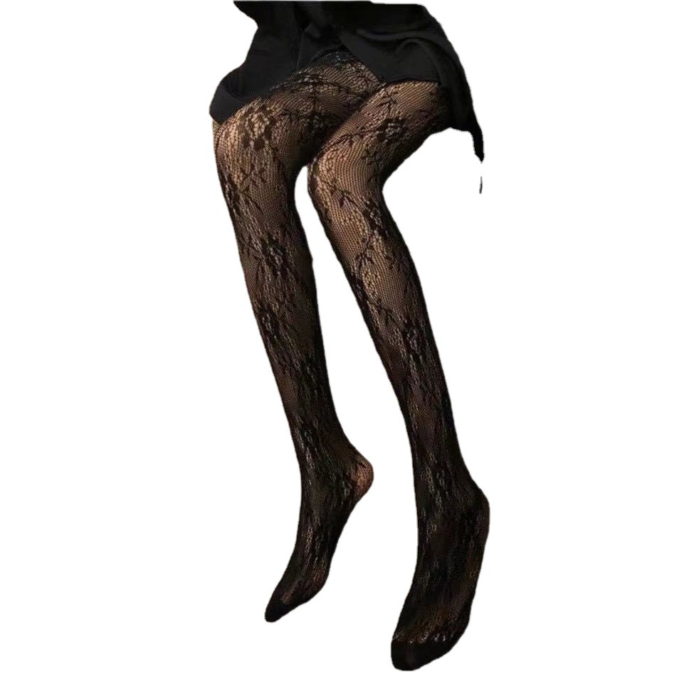 2021 autumn and winter personality tide brand sexy through meat fishnet socks brand letter socks non-hook silk pantyhose net socks