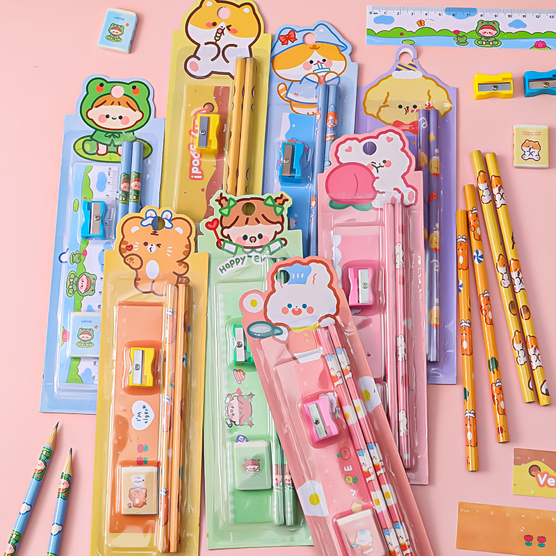 Picture of Cartoon Stationery Set Children's Cute Pencil 5-Piece Holiday Gift Kindergarten Prize Wholesale School Supplies