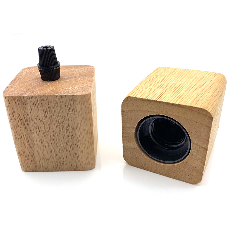 Picture of E27 Screw Solid Wood Lamp Holder Cafe Wood Chandelier Bedroom Restaurant Creative Wood Lamp Holder