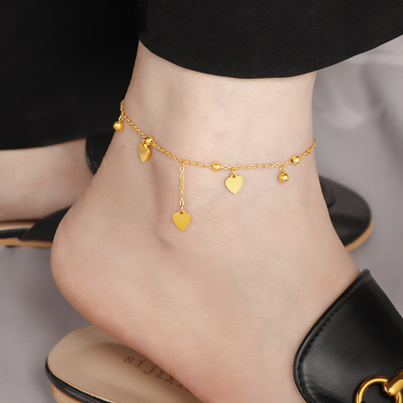 Summer love tassel anklet women's new niche design sexy ankle titanium steel does not fade high sense anklet