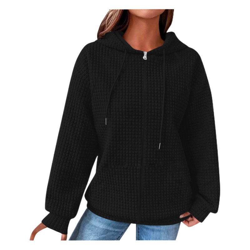2023 European and American Cross-Border Fashion Casual Hooded Zip-Up Sweatshirt Jacket Women's Versatile European and American Cross-Border Same Style