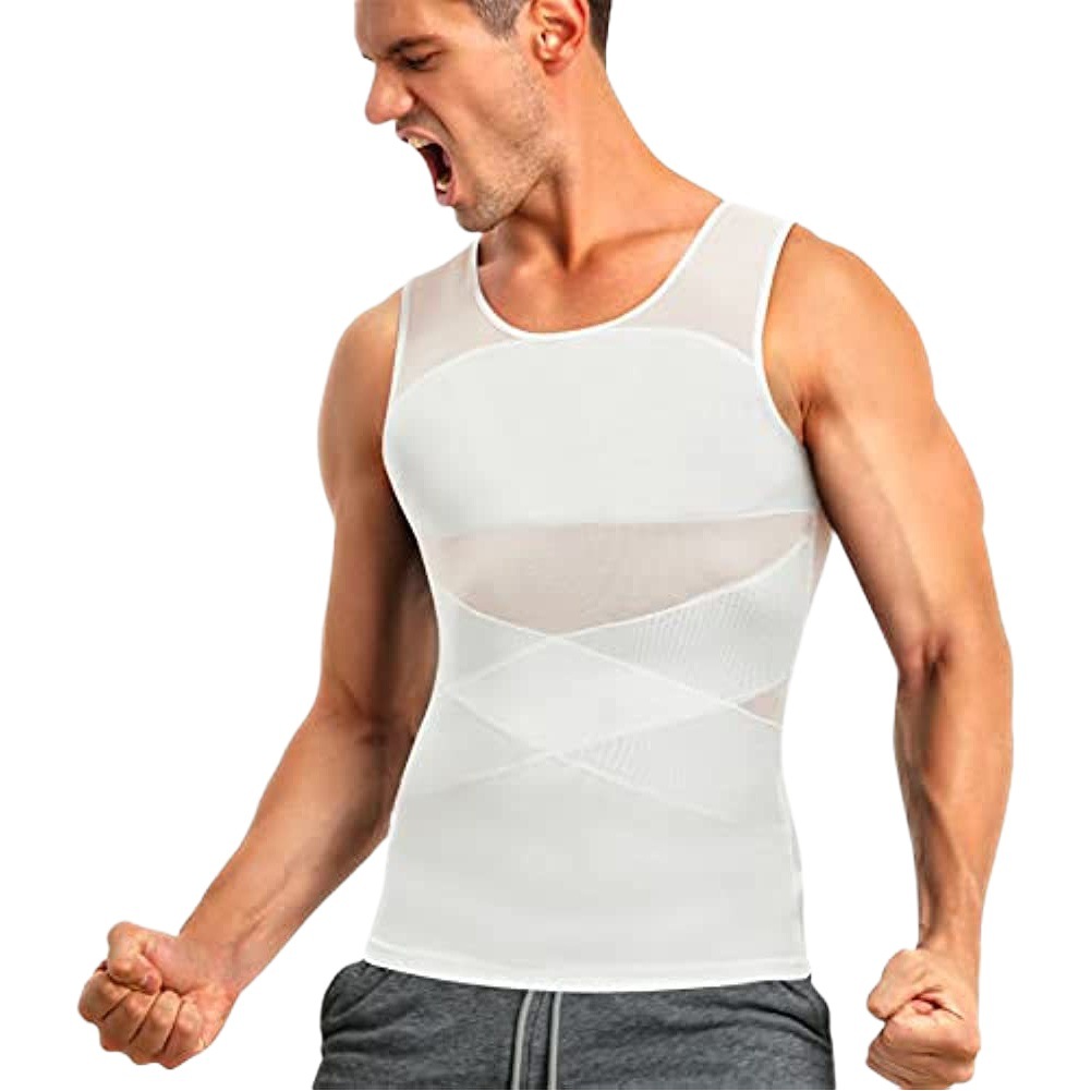 European and American Men's Vest Mesh Breathable Plastic Waist Back Tinker Belly Tinker Fitness Training Body Shaping Top