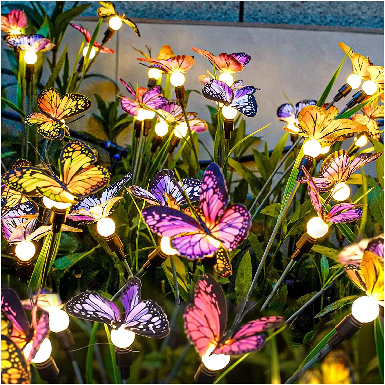 In stock new LED solar Firefly with butterfly plug-in lamp outdoor waterproof decorative courtyard landscape lamp