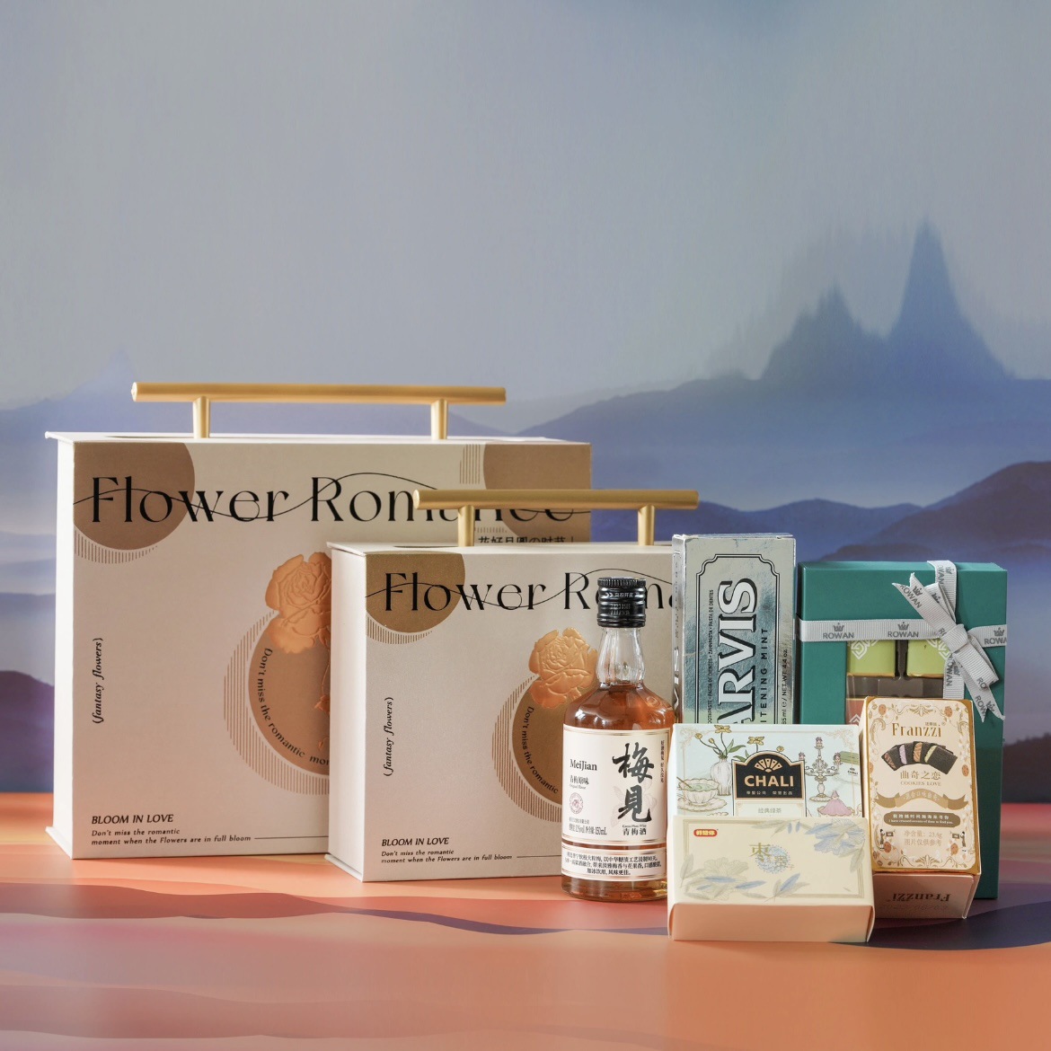 Chinese style flower full moon portable box printing bronzing LOGO source manufacturers in stock wholesale 48 hours delivery