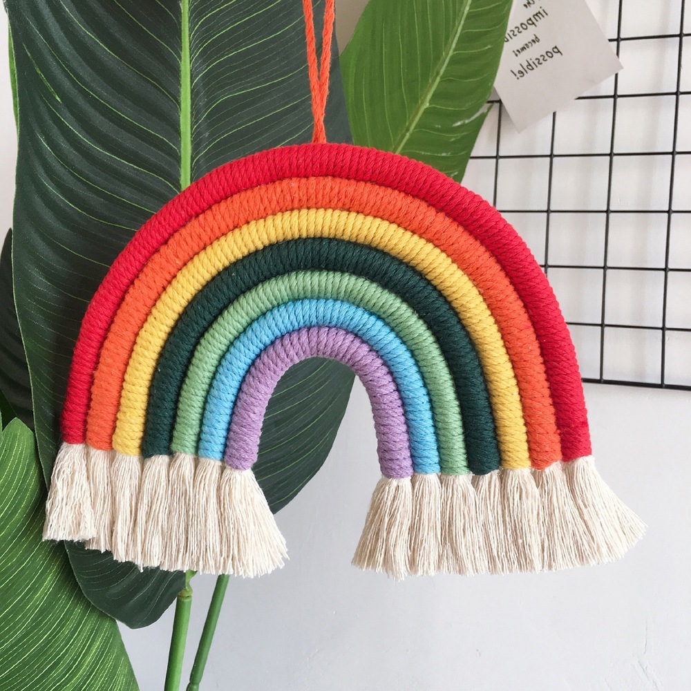 Rainbow Decoration Ins Unicorn Pendant Home Kidsren's Room Decoration Pendant Hand-Woven Rainbow Pendant Wall Decoration
