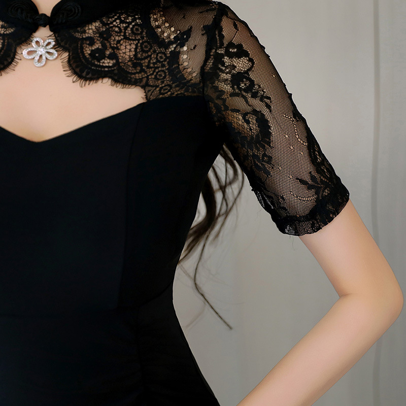 Picture of New modified cheongsam sexy lace foot bath sauna massage technician dress fashion dress 2024