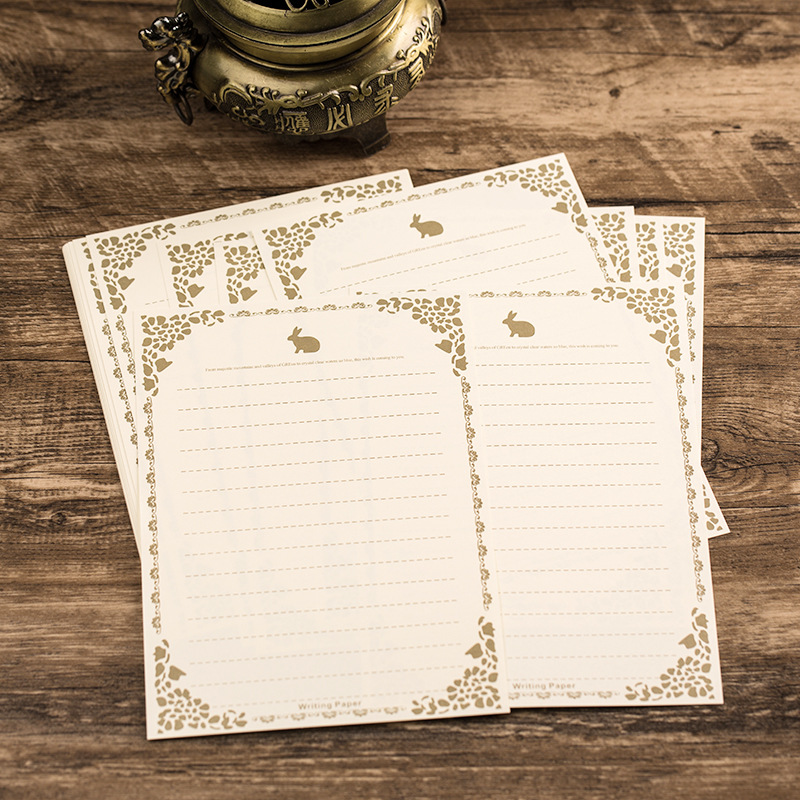 Picture of Letter Paper Envelope Set Retro Style Love Letter Stationery Valentine's Day Writing Love Letter Rabbit Pattern Kraft Paper Letterhead Wholesale