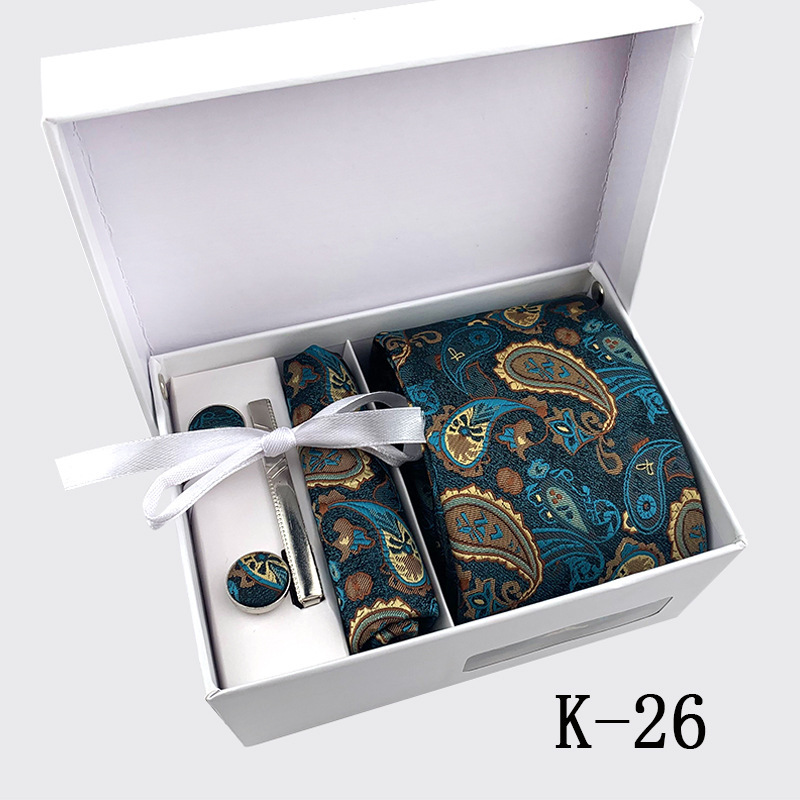 Picture of Manufacturers wholesale men's tie in stock gift box 6 pieces suit group tie business formal tie