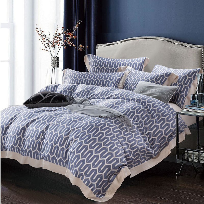 60 pts Tencel Reactive Digital Printing Four-piece Set Fabric Bed Sheet Quilt Cover Satin Lyocell Printed Cloth