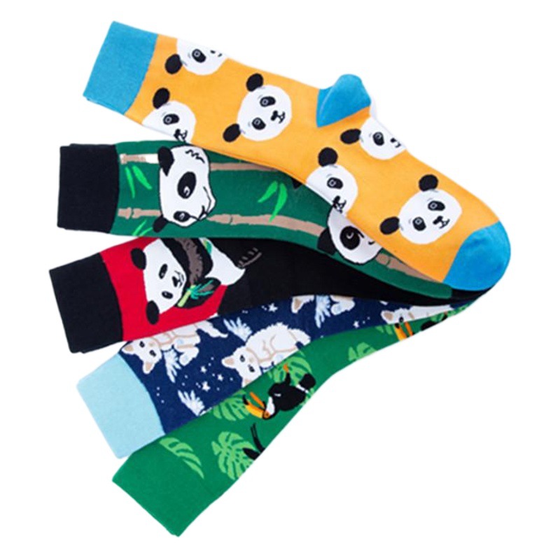 Spot autumn and winter New Happy tide socks panda flower bird colorful high tube casual cotton socks socks manufacturers wholesale