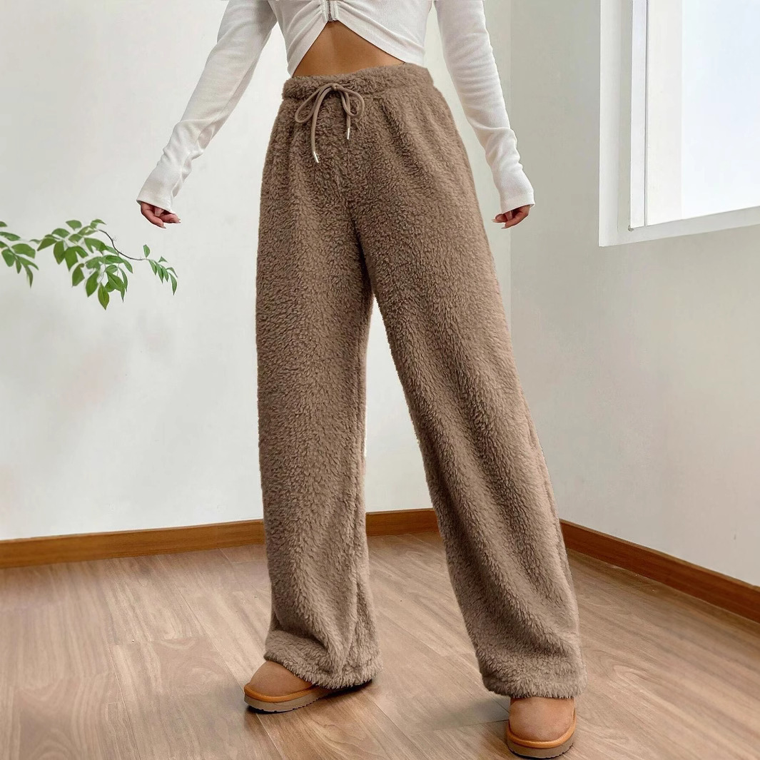 Picture of European and American Foreign Trade Women's Sweater New Autumn and Winter Solid Color Fashion Plush Casual Pants Loose and Relaxed Plush Warm Pants for Women