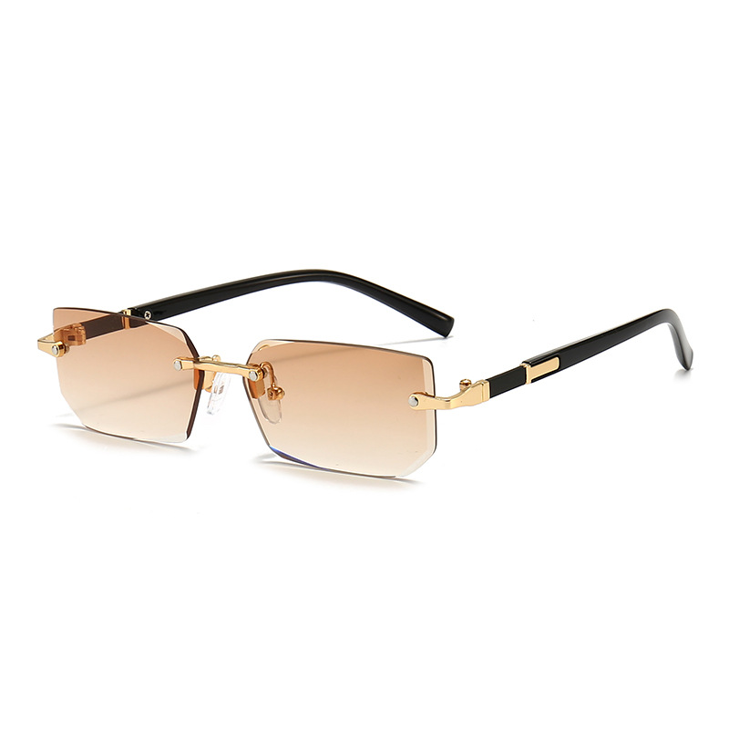 Picture of New Rimless Fashion Sunglasses European and American Trendy Cut-Edge Sunglasses Personalized Jelly Color Sunglasses Rimless Sunglasses