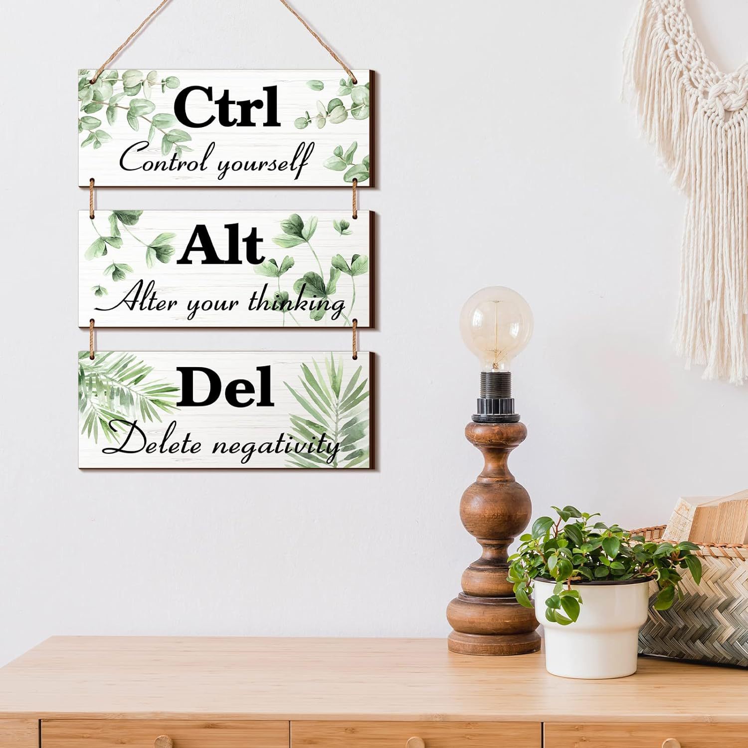 Sunflower Inspirational Wooden Listing Office Wall Decoration Ctrl Alt Del Wooden Logo Amazon Hot Sale