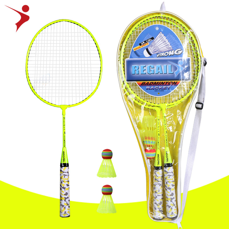 Picture of Regail Fluorescent Color Kidsren's Badminton Racket H6508 Training Two Racket Free 2 Balls Ymq Badminton Racket Set