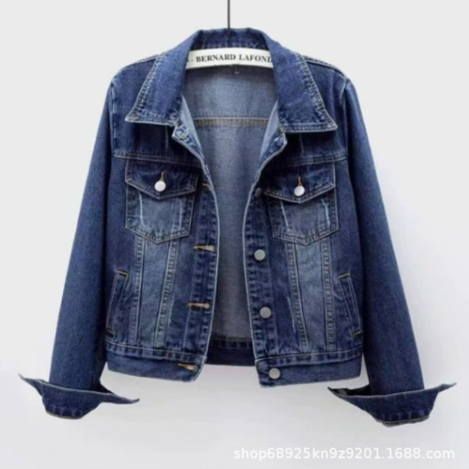 Picture of Denim Jacket for Women 2024 Spring New Korean Style Long-Sleeved Slim Hooded Short Jacket Versatile Top