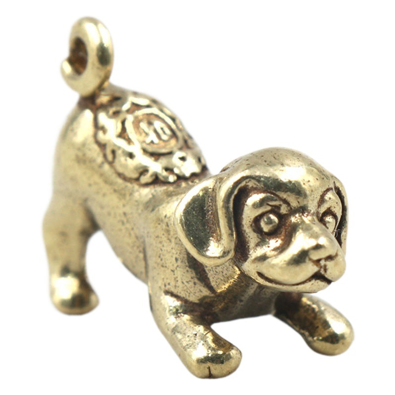 Brass vintage Lucky Lucky Dog zodiac dog pet dog small ornaments key pendant small bronze wholesale