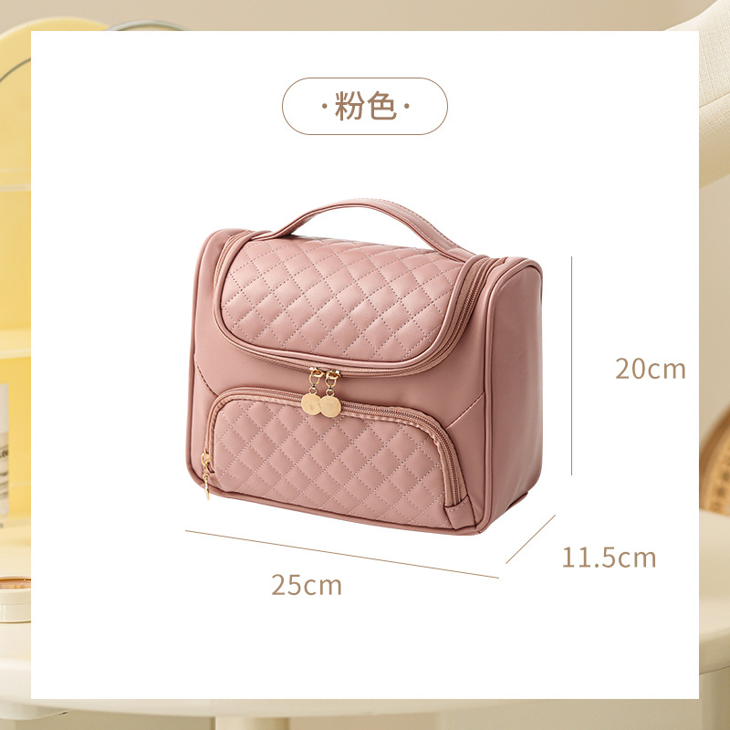 Picture of Pu Quilted Satchel Cosmetic Bag Large Capacity Satchel Waterproof Wet and Dry Travel Toiletry Bag Cross-Border Supply Wholesale