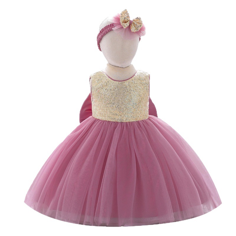 2024 Girl's Dress Princess Dress Flower Girl's Wedding Veil Dress Little Girl's Bow Sequin Dress Children's dress