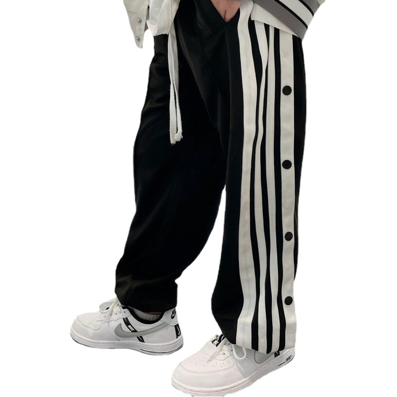 Boys' Pants Spring and Autumn Medium and Large Children's Wear Loose Children's Sweatpants Sports Pants Striped Side-breasted Pants Trendy