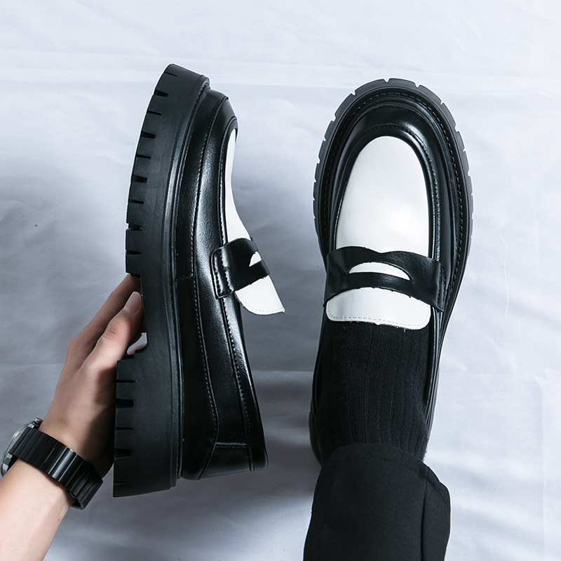 Cross-Border Foreign Trade New Men's Low-Cut Thick-Soled Heightening Leather Shoes Korean Style Contrasting Tassel Casual Fashion Young Men's Shoes
