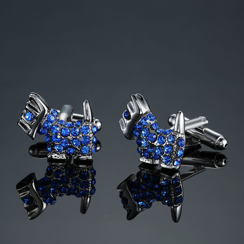 Picture of Glamour Jewelry Men's French Shirt Cufflinks Wholesale Blue Series Enamel Crystal Vintage Pattern Cufflinks