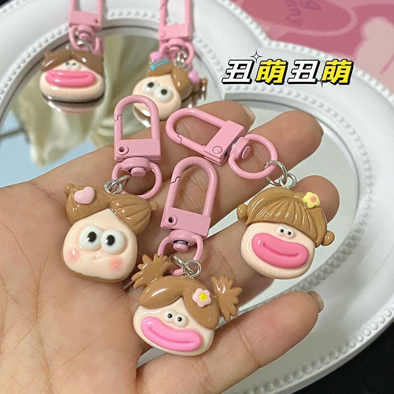 Picture of Ugly cute cartoon fried potato keychain big mouth monster pendant schoolbag pencil case Student girl heart ornaments