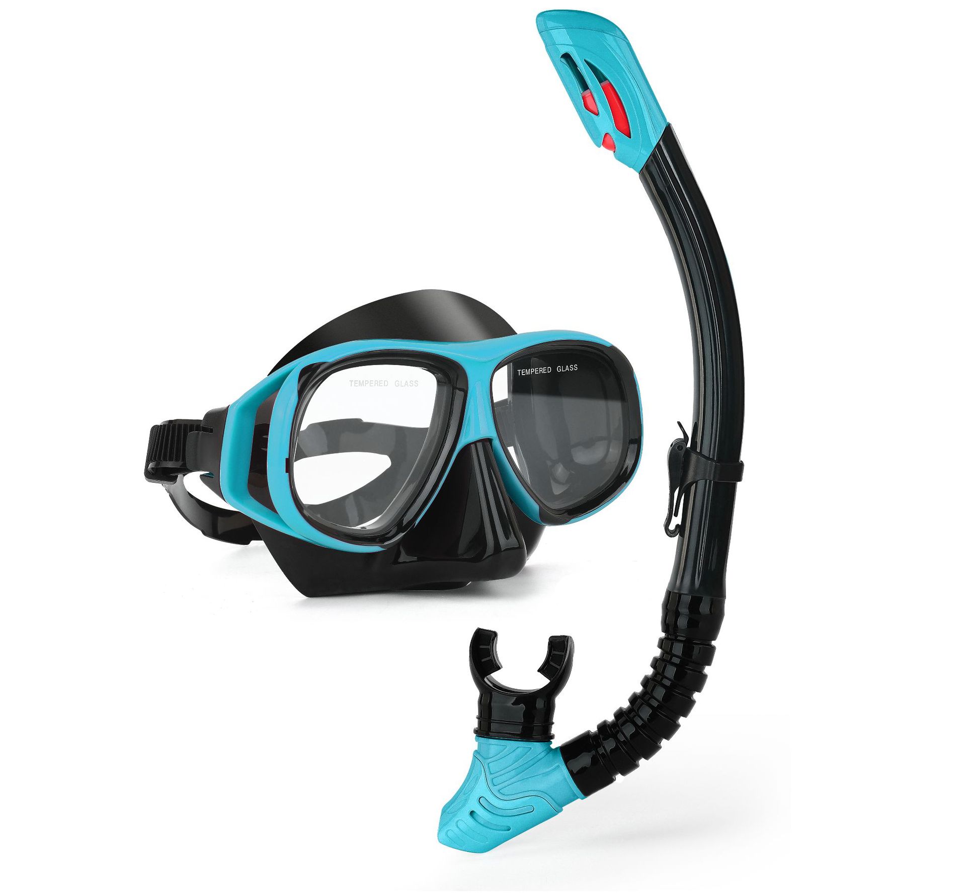 Picture of wave professional snorkeling two-piece silicone full dry breathing tube large frame with degrees diving goggles