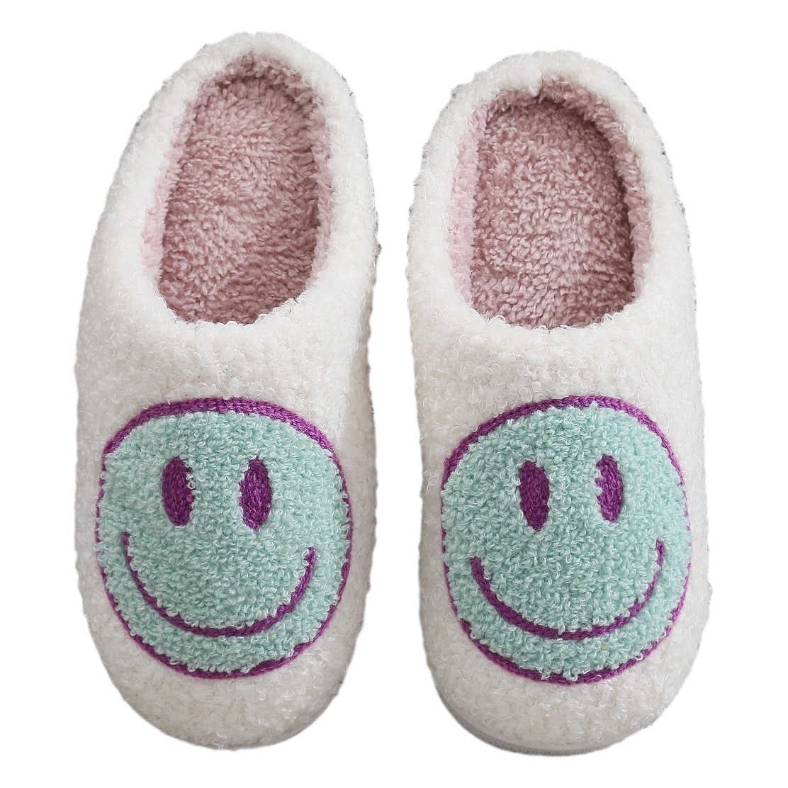 2024 Cross-Border Winter New Children's Smiling Face Furry Shoes Fashionable Furry Slippers Girls Outerwear Casual Cotton Shoes Middle Children's Cotton Slippers