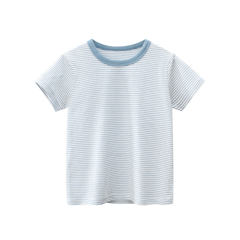 Picture of 2025 Summer Korean Style Kidsren's Clothing New Product Kidsren's Short-Sleeved T-Shirt Stripesd Baby Clothes Bottoming Shirt Drop Shipping