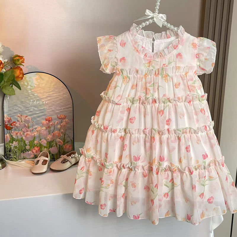 Girl's Dress Summer 2023 New Korean Style Western Style Children's Dress Super Fairy Children's Wear Girl's Princess Dress Trendy