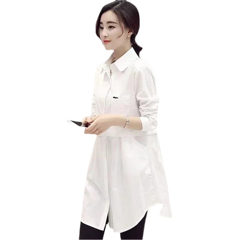 Korean-style Loose Large Size Shirt Women's Spring and Autumn New Plaid Shirt All-match Fashionable Mid-length Long-sleeved Top