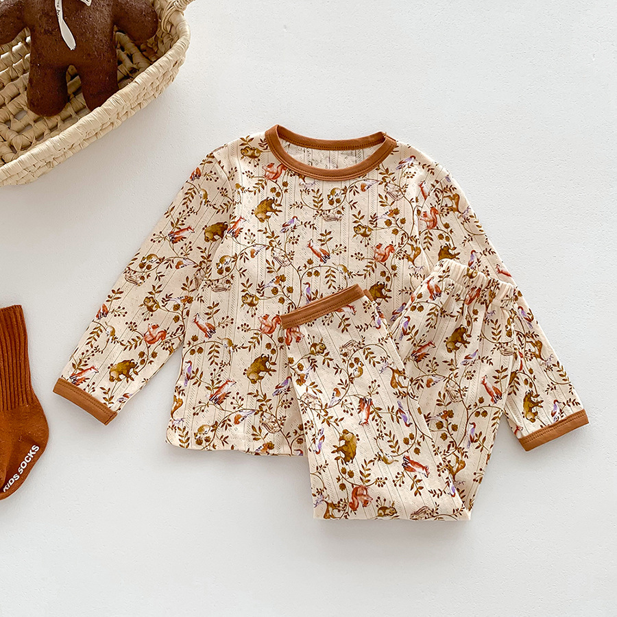 Picture of Autumn Children's Home Clothes South Korea Children's Pajamas suit Boys and Girls Autumn Clothes Autumn Trousers Baby Cotton Pajamas