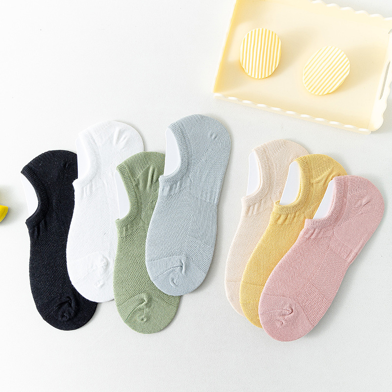 Boat socks women's summer thin non-slip heel cotton deodorant boneless spring and autumn shallow mouth loafers women's socks