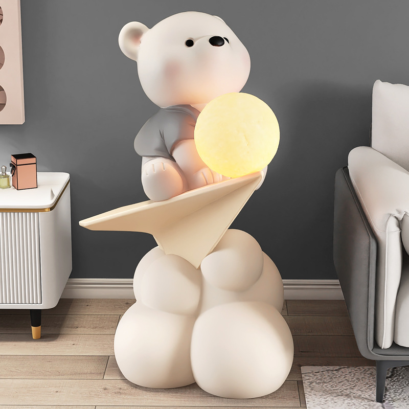 Picture of Creative Bear Moving Gift Large Floor-Standing Ornaments Living Room Tv Cabinet Next to the Sofa Accessible Luxury Home Decorations