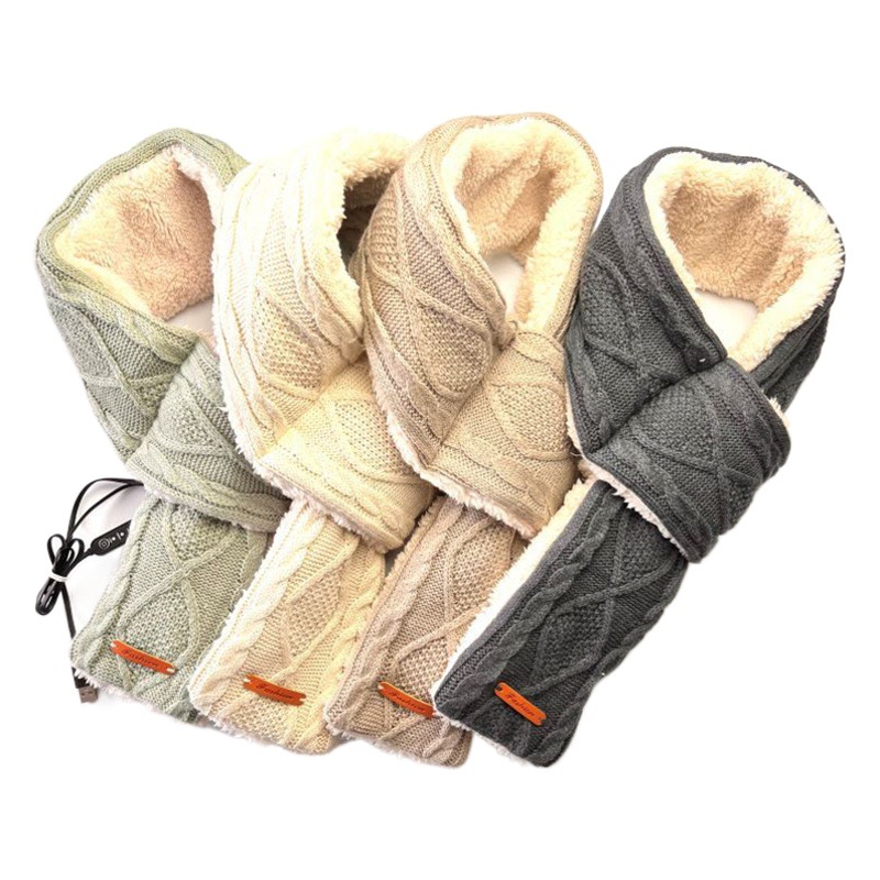 USB Electric Warm Scarf Knitted Jacquard Cross-border E-Commerce Electric Warm Scarf Electric Warm 3-block Temperature Adjustable Electric Scarf