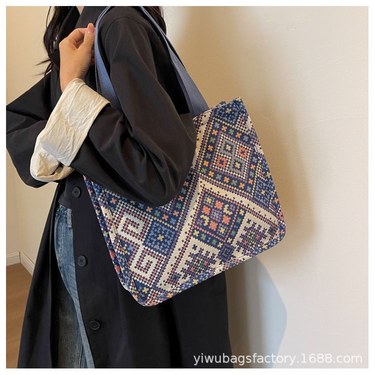 Women's Bag, Commuter Tote Bag, Student Canvas Bag, Shoulder Bag, Large Capacity, New Fashion, Ethnic Style Satchel Mommy Bag