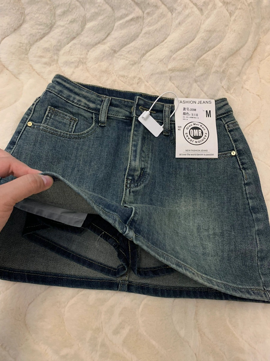 American Hot Girl Anti-Exposure Denim Skirt for Women Summer 2025 New Large Size Fat Girl Slimming Look Hip-Hugging Short Skirt