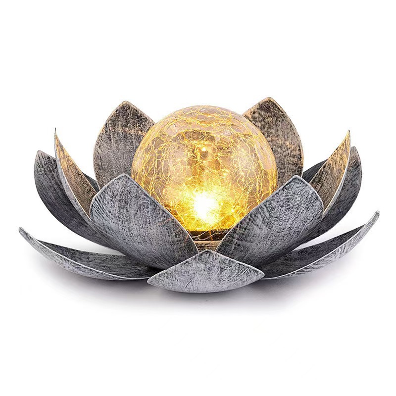 Amazon Spot Solar Lotus Lamp Courtyard Cracked Lotus Lamp Ground Plug Landscape Lamp Waterproof Garden Ice Ball Lamp