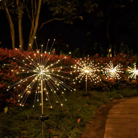 Solar Outdoor Garden Lawn Lamp Villa Courtyard Holiday Decorative Lamp Waterproof Ground-Inserted Fireworks Lamp Dandelion Lamp