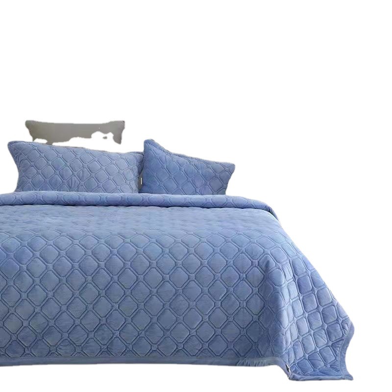 in stock Crystal Velvet Bed Cover Bed Cover Coral Velvet Cover Blanket Cotton Thickened Flannel Bed Sheet Milk Velvet Mattress Wholesale