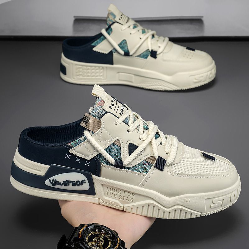 Baotou Half Slippers Men's Summer New Outfit Lazy Slip-on Heel Men's Shoes Mesh Shoes for Teenagers