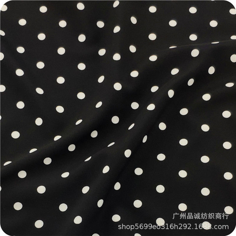 Picture of 100D four-sided bullet wave dot printing micro-elastic polyester 0.8 dot chiffon print shirt dress fabric
