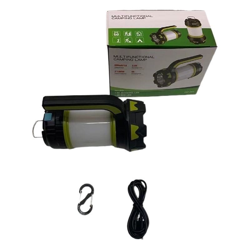 Cross-Border New Flashlight USB Smart Charging Output Input Large Light Cup Satchel Light Led Multi-Function Camping Light