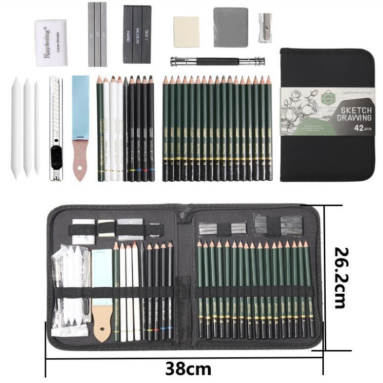 Picture of Manufacturer Wholesale Sketch Painting Special Set 42 Pieces Beginner 2B Sketch Pencil Wooden Color Lead Art Supplies