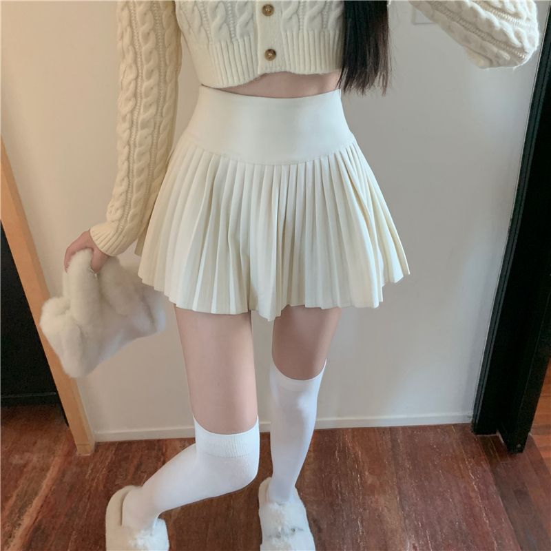Cross-border new fresh sweet pleated skirt high waist slimming Western style age-reducing skirt A- Line skirt suit skirt