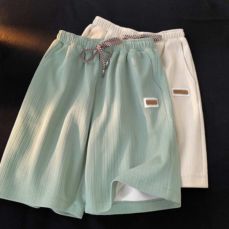 Picture of Ice Silk Half Shorts Women's Summer Outer Wear Sports Casual Elastoic High Waist Loose All-match Home Wide Leg Pants Mid-length Pants