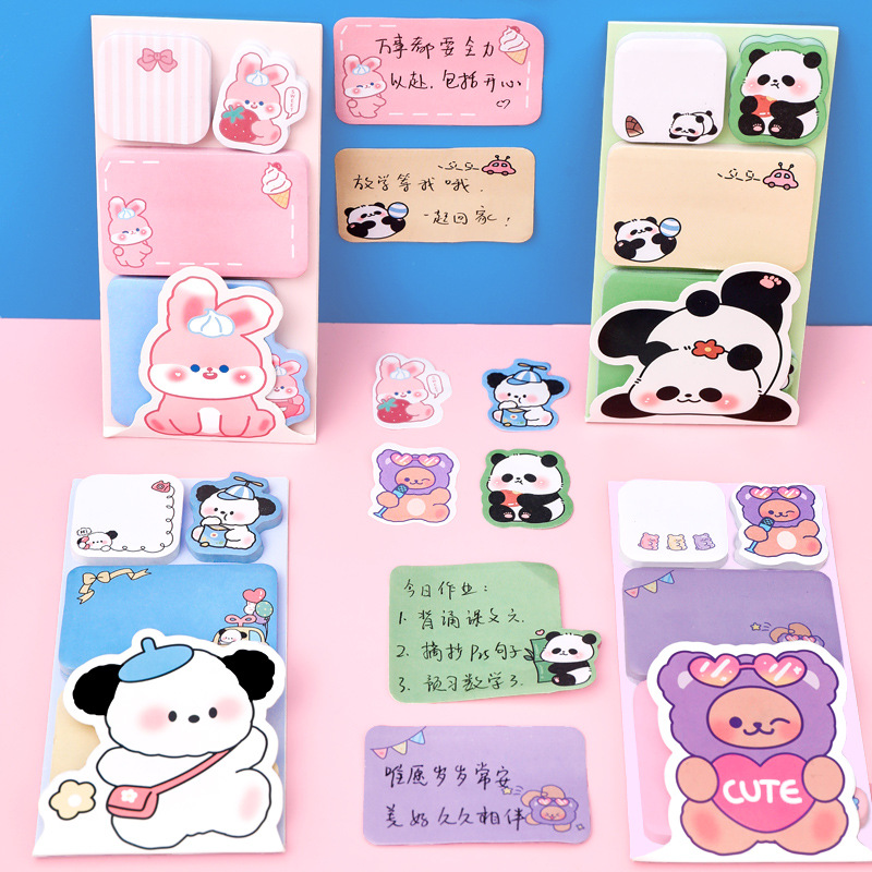 Picture of High-Looking Cartoon Animal Combination Sticky Notes Cute Special-Shaped Message Note Paper Student Sticky N Times Sticky Notes
